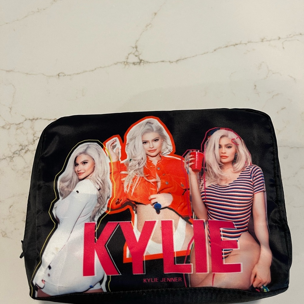 Kylie Cosmetics Black Makeup Bag with Pink Branding